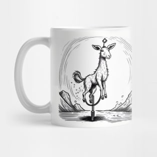 Goat on a unicycle Mug